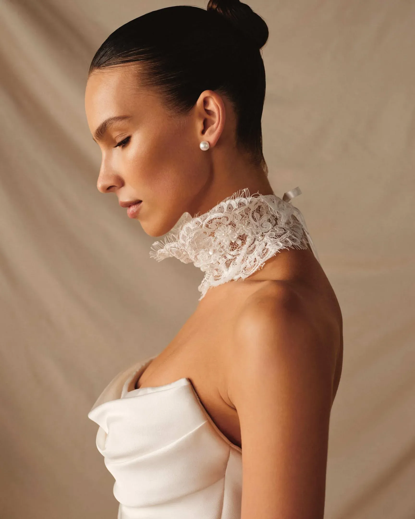 Robe de mariée trapèze avec un corset drapé ombra milla nova marseille