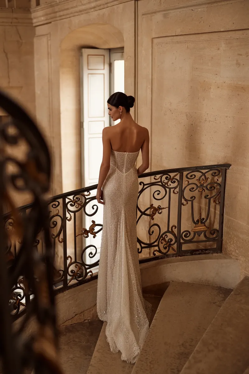 robe de mariée sirène sans manches paillettes aminata milla nova marseille