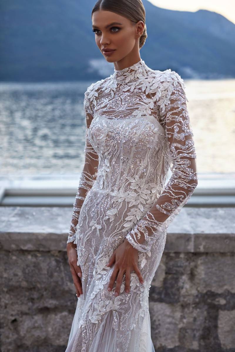  Boléro Milla Nova dentelle sequins motif fleuri manches longues