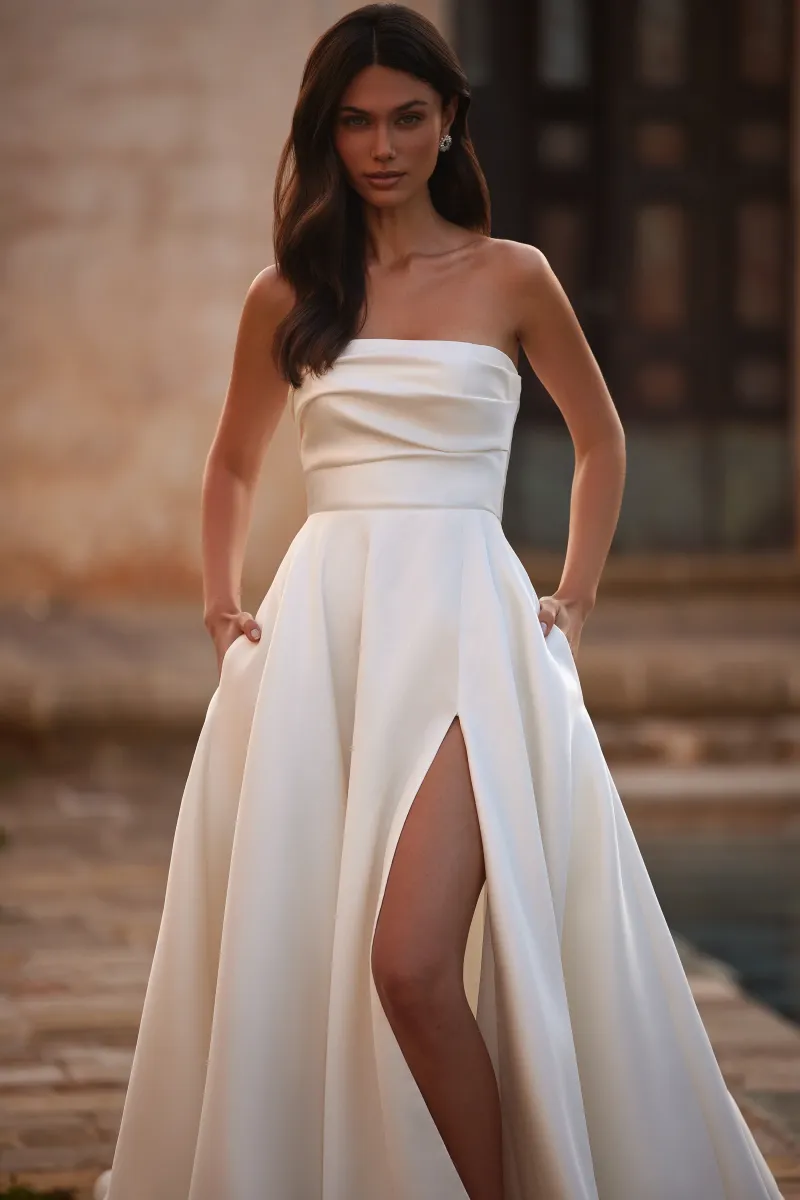 robe de mariée bustier à poches avec fente modèle arcada milla nova 