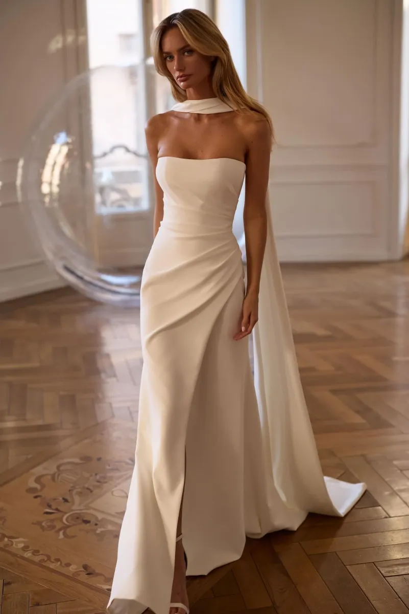 robe de mariée sirène fente et drapé seravelle milla nova marseille