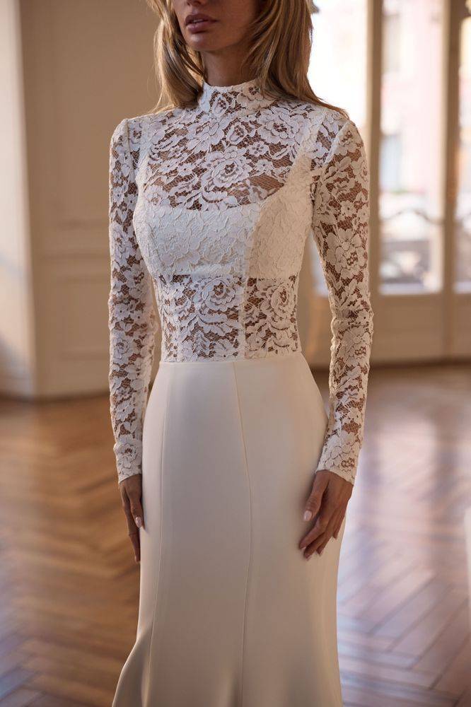 Bolero Ondora Milla Nova – Dentelle Manches Longues Col Montant, Accessoire Mariée Couture Soniab Marseille