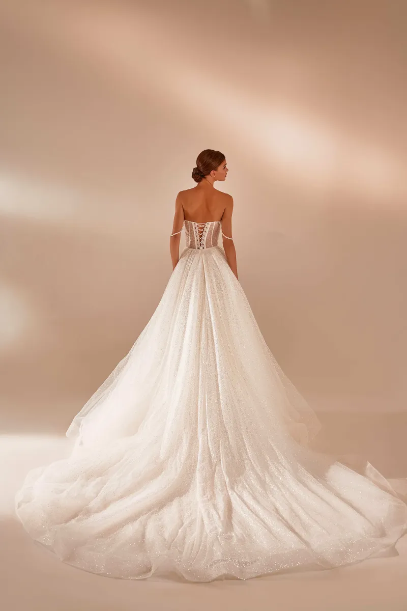 robe de mariée paillettes fines bretelles longue traîne sietla milla nova marseille